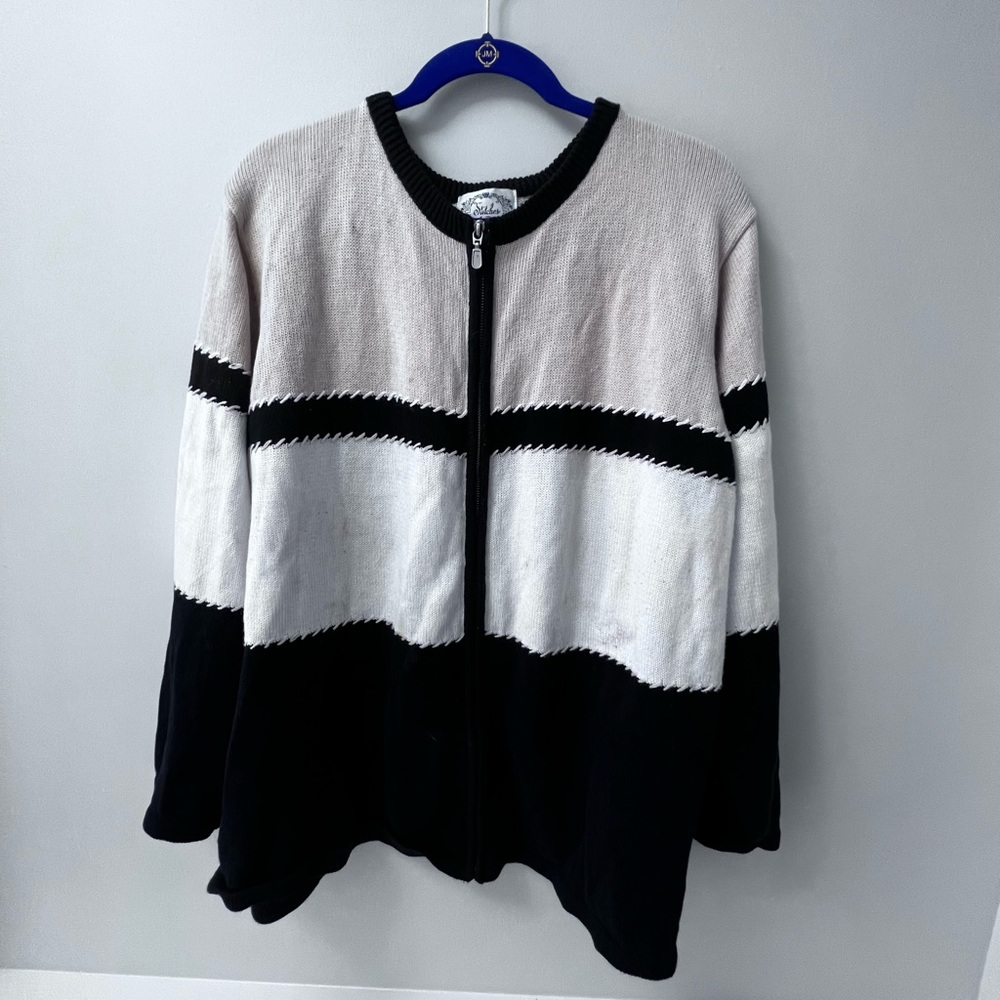 Stitches in Time 2X Vintage zip Cardigan Sweater